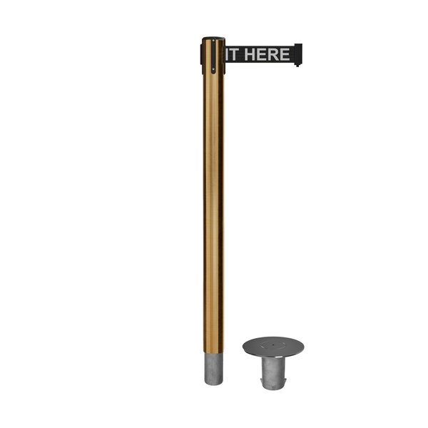 Stanchion Belt Barrier Removable Base Sat.Brass Post 11ft.Wait..Belt, Montour Line, Mfr#: MX630R-SB-PLEAWBW-110